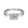 14K White Gold Round Twisted Diamond Engagement Ring