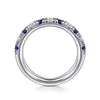 14K White Gold 11 Stone Diamond and Sapphire Anniversary Band