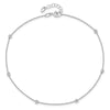 14K White Gold Diamond-cut Bead 6-Station 10 inch Plus 1 inch Extender - Total 11 inch Anklet