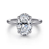 14K White Gold Oval Hidden Halo Diamond Engagement Ring
