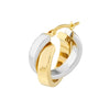 15mm Two-Tone Criss-Cross Tube Round Hoop Earrings