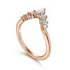 14K Rose Gold Curved Pear Shape and Round  Diamond Anniversary Band