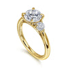 14K Yellow Gold Round Three Stone Diamond Engagement Ring