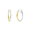 Two-Tone Curved Oval Hoop Earrings