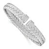 Sterling Silver RH-plated CZ Woven Flexible Cuff