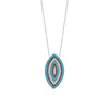 Sterling Silver Blue and CZ Abstract Evil Eye Necklace