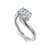 14K White Gold Bypass Oval Diamond Engagement Ring