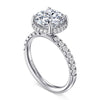 14K White Gold Round Hidden Halo Diamond Engagement Ring