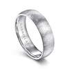 14K White Gold 6mm - Men's Wedding Band in Diamond Brush Finish