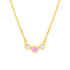 3.5mm Pink Sapphire &amp; 1/5tcw Diamond Bezel Necklace