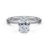 14K White Gold Oval Hidden Halo Diamond Engagement Ring