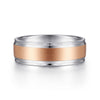 14K White-Rose Gold 7mm - Men's Wedding Band in Satin Finish