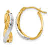 14K with Rhodium Polished Hinged Hoop Earrings