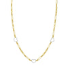 Two Tone Heart and Link Station Necklace