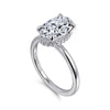14K White Gold Hidden Halo Oval Diamond Engagement Ring