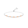 Sterling Silver White and Rose D/C Beads Bolo Bracelet