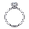 14K White Gold Oval Hidden Halo Diamond Engagement Ring