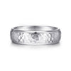 14K White Gold 6mm - Hammered Finish Men's Wedding Band