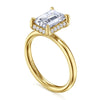 14K Yellow Gold Emerald Cut Hidden Halo Diamond Engagement Ring
