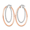 Sterling Silver Rose-tone D/C Hoop Earrings