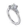 14K White Gold Round Three Stone Diamond Engagement Ring