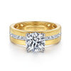 14K Yellow-White Gold Wide Band Round Diamond Engagement Ring