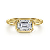 14K Yellow Gold Emerald Cut Diamond Engagement Ring