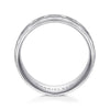 14K White Gold 8mm - Engraved Men's Wedding Band in Satin Finish
