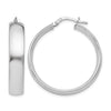 Sterling Silver RH-plated Polished Hinged Hoop Earrings